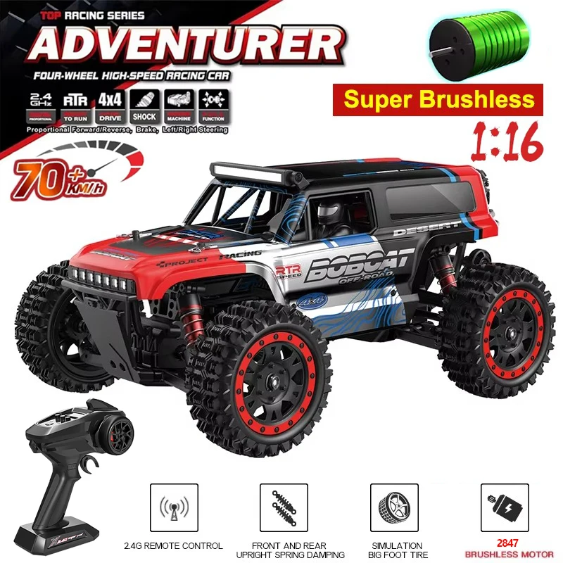 

S912 1:16 4WD RC Car 70KM/H 50KM/H With LED Brushless Motor Remote Control Cars 2.4G High Speed Drift Monster 4x4 Truck Kids Toy