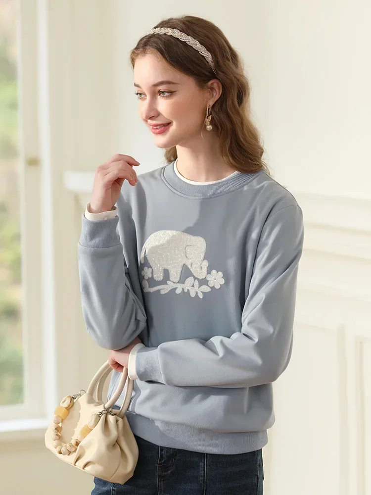 I BELIEVE YOU Fake Two Pieces Plus Women Hoodie Fleece Thickened Round Neck 2024 Winter New Gentle Sweatshirts 2233195403