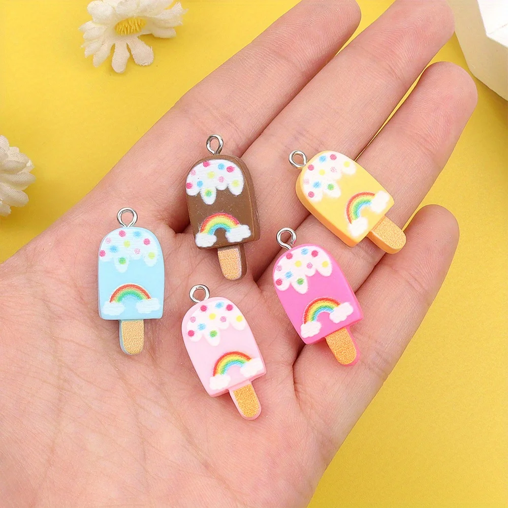 7/18/26pcs Multi-color Resin Popsicle Shaped Pendant, Suitable for DIY Bracelet, Necklace, Earring, Jewelry Making
