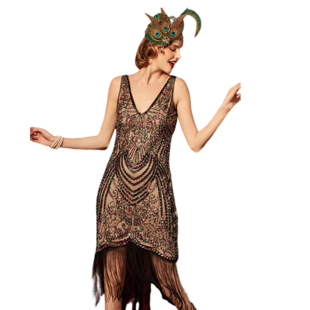 Вечернее платье для косплея «Гэтсби», женское платье с бахромой и блестками, Хэллоуин, карнавал, элегантное вечернее платье для ролевых игр, платье для взрослых и женщин