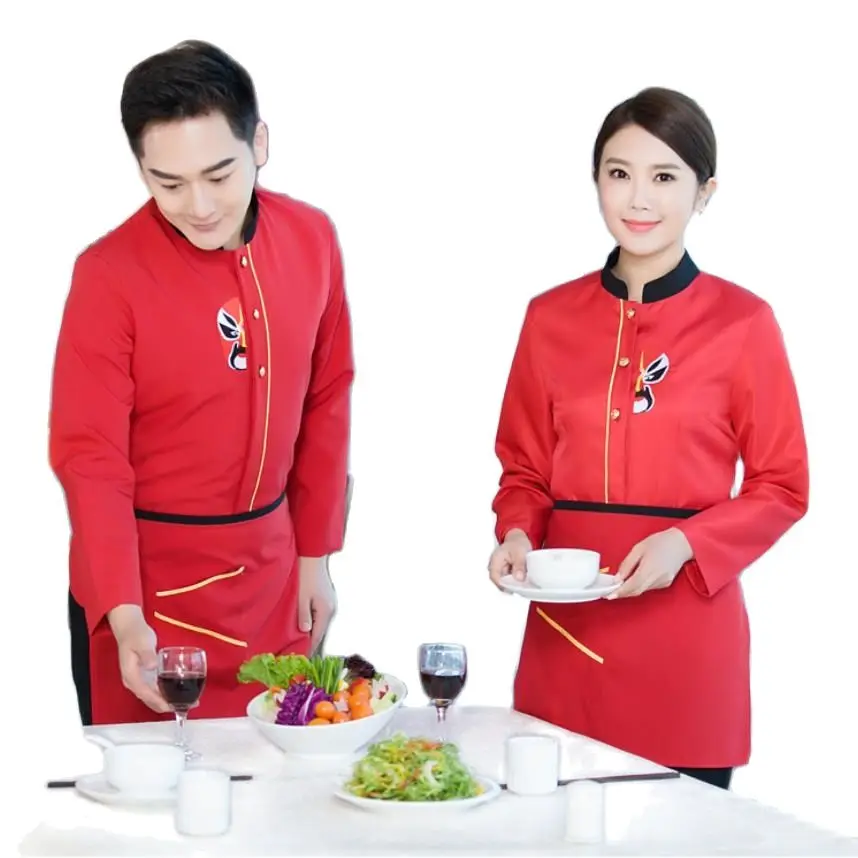 Herfst Winter Hotel Kostuum Unisex Food Ober Uniformen Chinese Stijl Restaurant Werkkleding