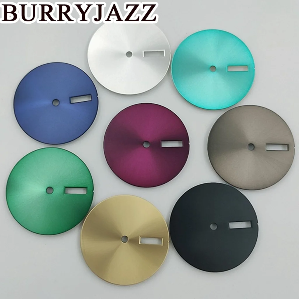 BURRYJAZZ 28.5mm No Logo NH36 Watch Dials Black Blue Gold Silver Green Deep Blue Dial Green Fit 3 O'clock 3.8 O'clock Case Crown