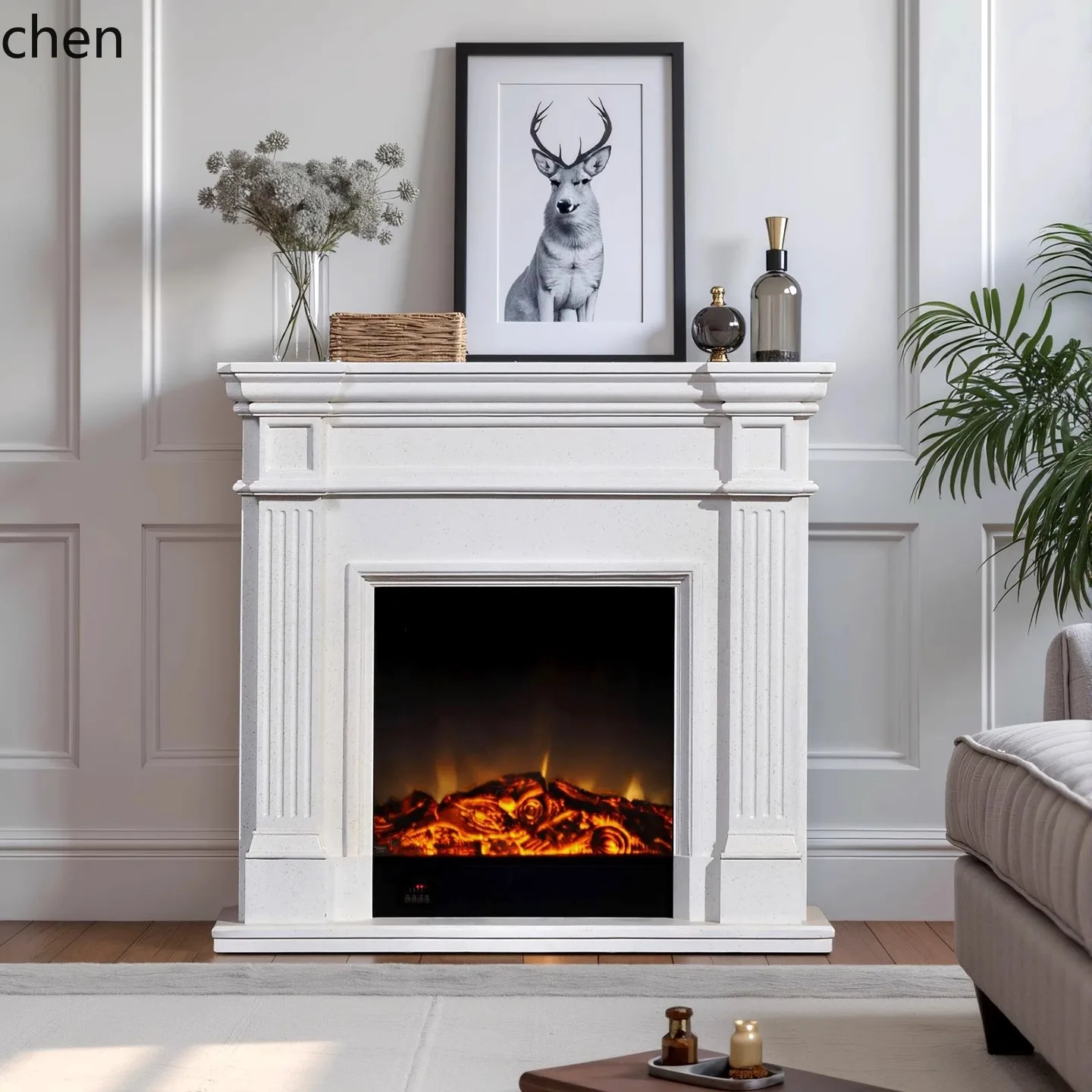 CZ Decorative Cabinet Fireplace Heater Household Fireplace Solid Wood Electronic Fireplace Core