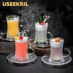 Turkish Style Cocktail Glasses Cup Medieval Coffee Cup Set Engraved Cold Brew Glass Cup With Handle Personalized Creative Cups