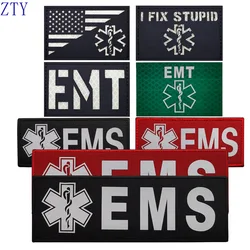 IR Reflective EMT Armband EMS Rescue Medical Emergency Night Identification Sticker Cloth Armband Morale Backpack Patches