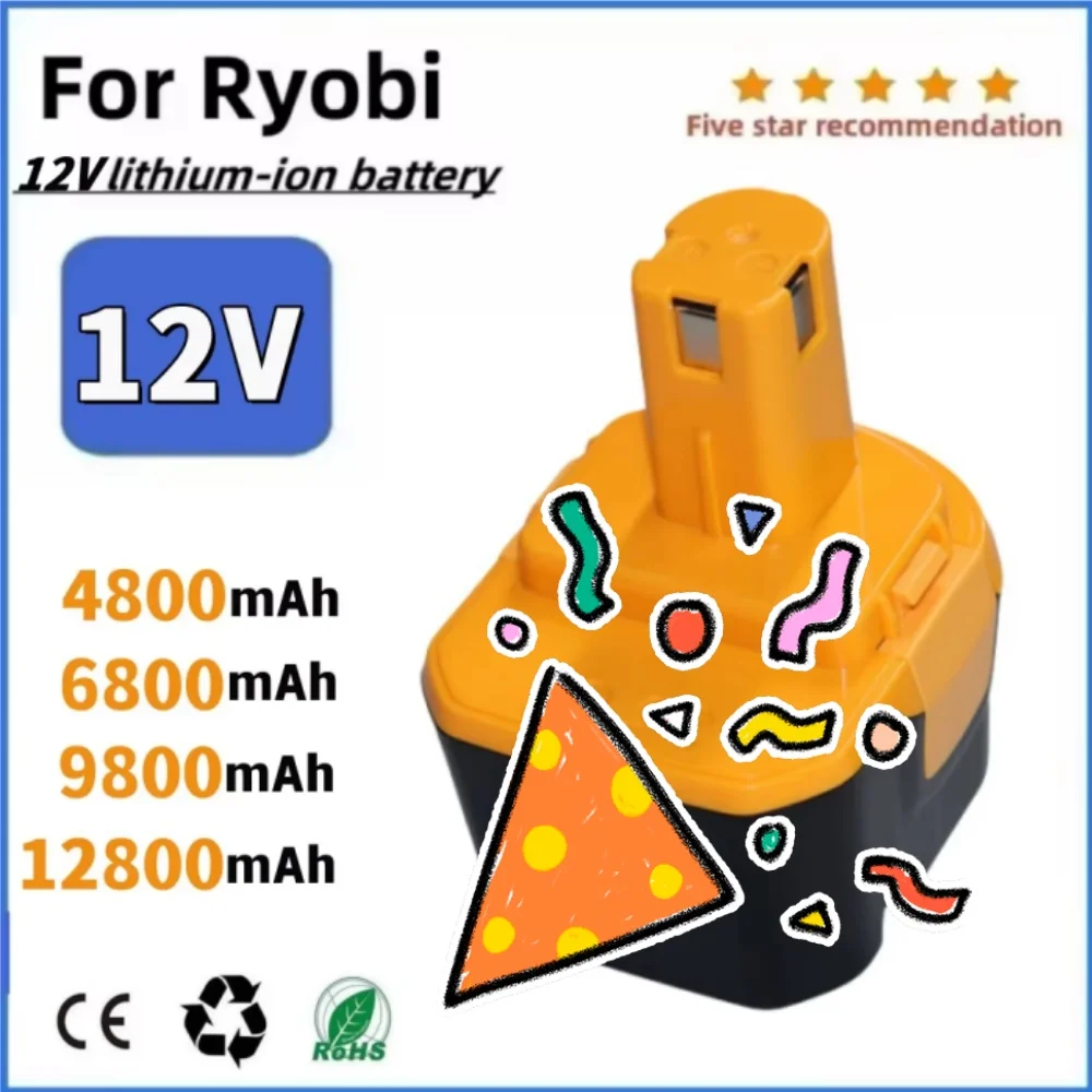 For Ryobi Ni-MH Replacement Battery 12V with 4.8/6.8/9.8Ah Capacity Compatible with Model Numbers 1400652 BID1211 B-8286