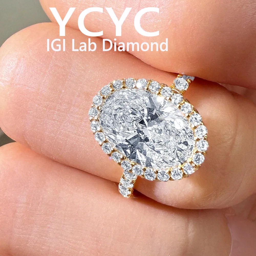 

Real 14K gold Ring Oval cut D -vs IGI Lab Grown Diamond Rings for Women Wedding Bride Jewelry fashion jewelry