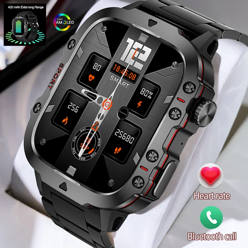 

2024 New Bluetooth Call Smart Watch Men 1.96 Inch Screen Health Monitoring Watches Sports Fitness Waterproof Smartwatch For Men