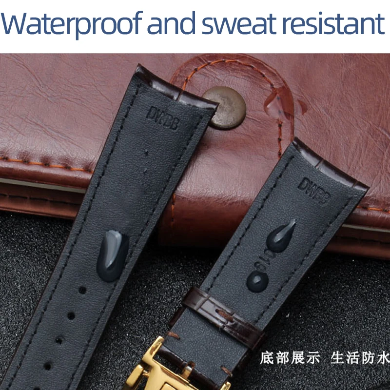 Black Blue Brown Leather watch band  For IWC PORTUGIESER  IW500705 WatchStrap 22mm Curved Joint Men's Watch Chain