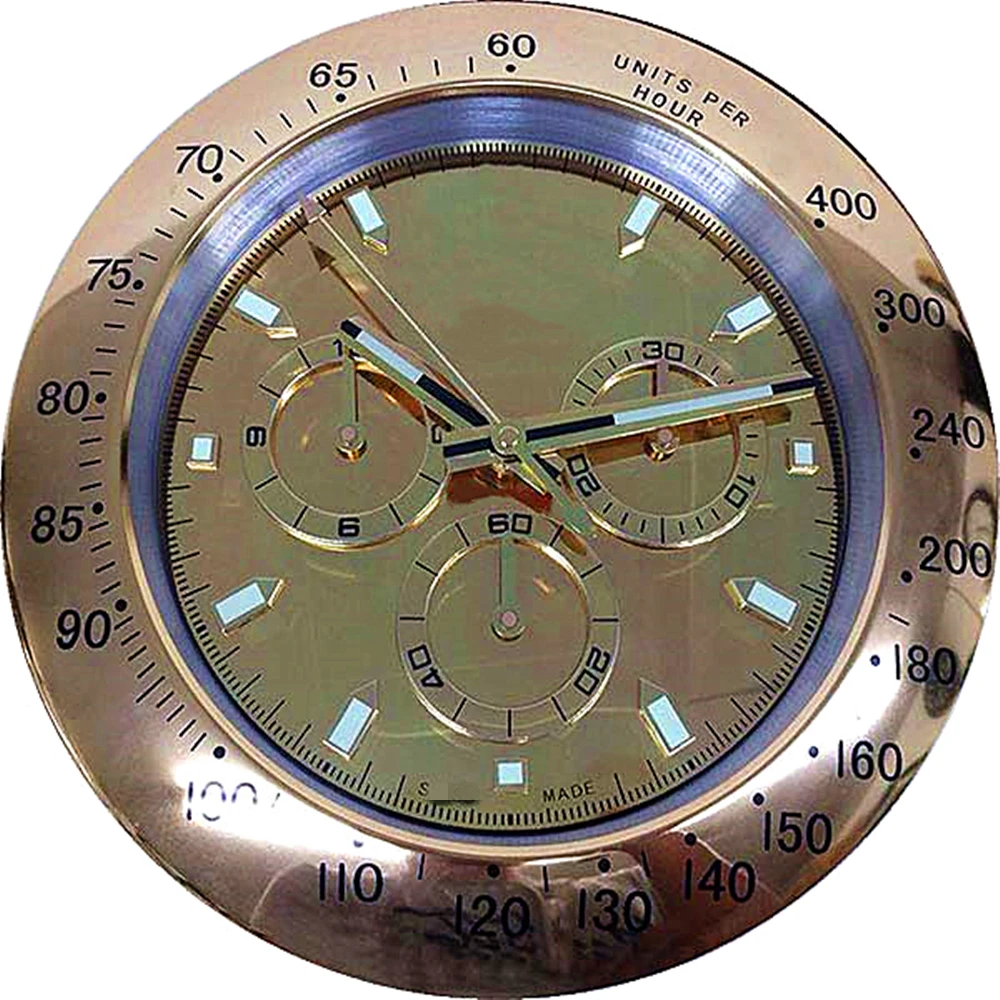 Home Decor Unique 3d Watch Clock  High Quality Metal Gold Wall Clock Luxury