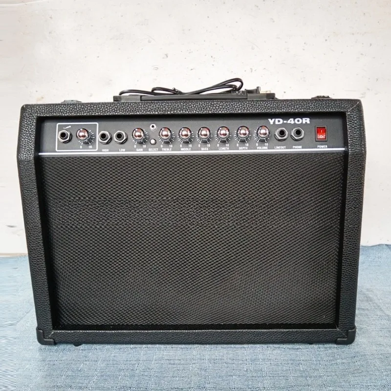 40W Electric Guitar Amplifier Acoustic Folk Guitar Speaker With Distortion Dual‑Jack Support Microphone Headphone