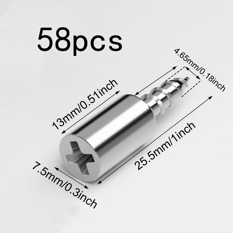 58Pcs Metal Shelf Support Pegs, Self-Tapping High Load for Cabinet Shelves & Planks
