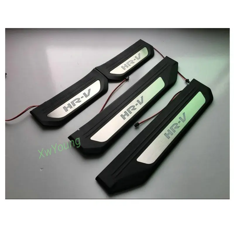 

4 PCS For Honda 2014-2021 HR-V HRV Stainless Steel LED Door Sill Scuff Plate Guard Sills Protector Trim