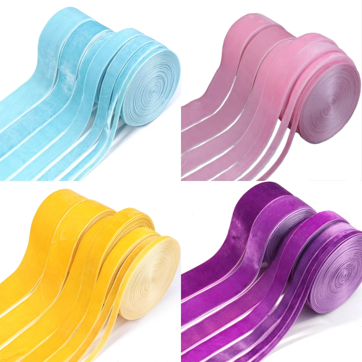5-10yards/roll Velvet Ribbons Blue Pink Yellow Color Single Face Flocking Webbing For DIY Christmas Crafts Wrapping Decoration