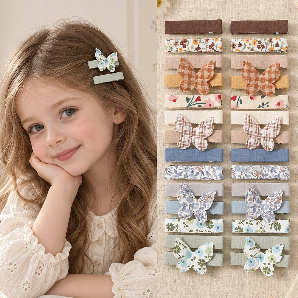 1 Set Fabric Printed Square Hair Clips Children's Side Bangs Clip Teenagers and Girls Wear Hair Accessories in Autumn and Winter