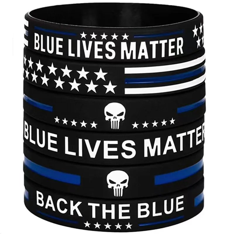 1Pcs/3Pcs USA flag American United states blue lives matter back the blue thin blue line Rubber Bracelet Silicone Wristband