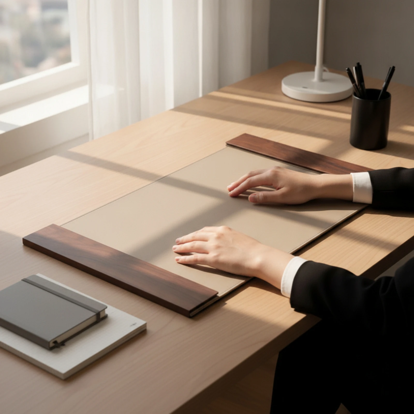 Desk Mat with Wood Panels Stit - Leather Desk Pad review and price