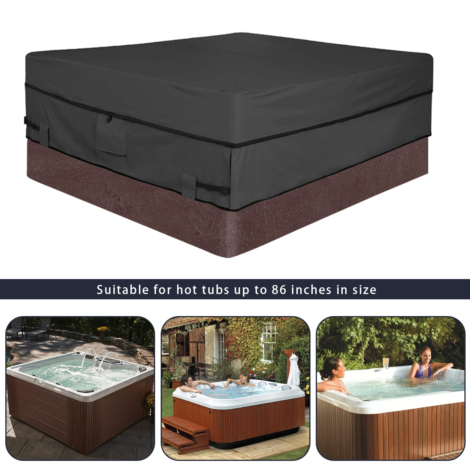 Square Hot Tub Cover Outdoor Anti-UV Protector 210D Oxford Bathtub Spa Cover Dust Waterproof Covers Protector Fade Resistant