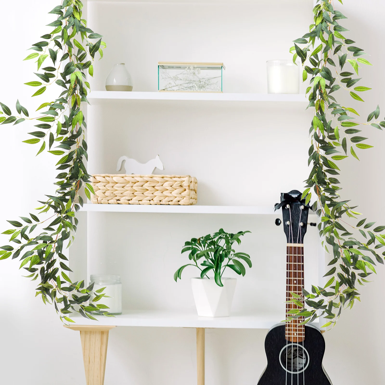 

Artificial Green Plants Indoor Decor Plastic Leaf Vines Room nament Reusable Fake PlantGreenery Vines Hanging Decor