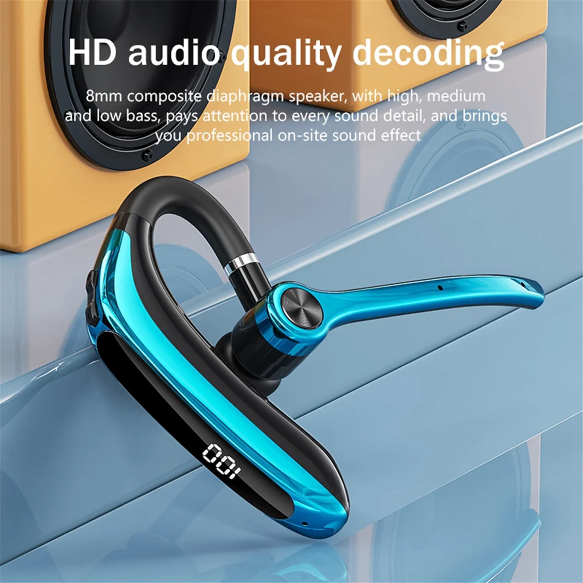 Wireless Headphones With Dual Microphone Bluetooth Earphone Blue_OFSS