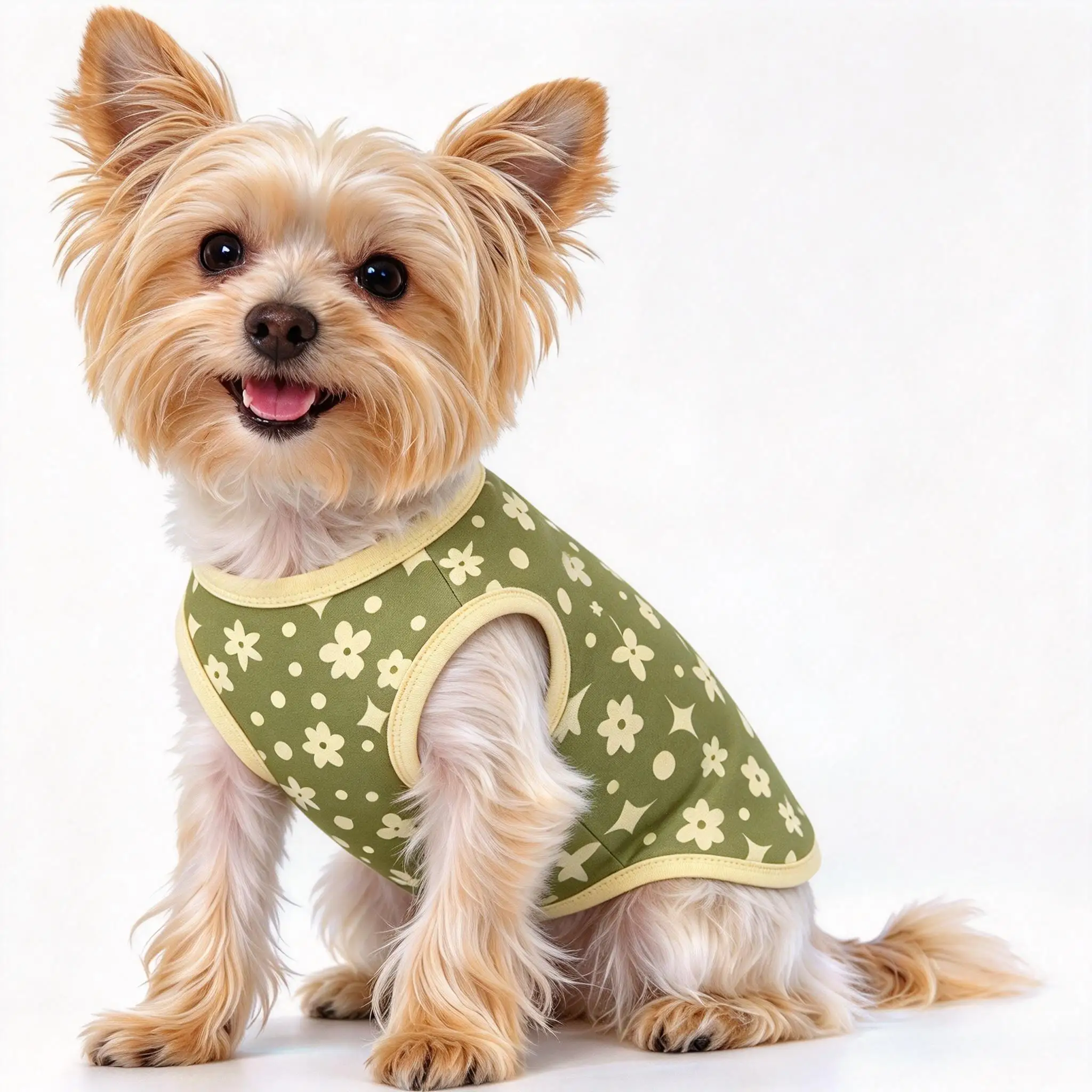 Pet Sleeveless Tank Top, Tulip & Floral Full Print Vest, Suitable for Cats and Small Dogs