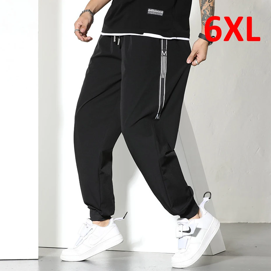 

Black Jogger Pants Men Summer Pants Plus Size 6XL Fashion Casual Solid Color Trousers Male Bottom Big Size 6XL