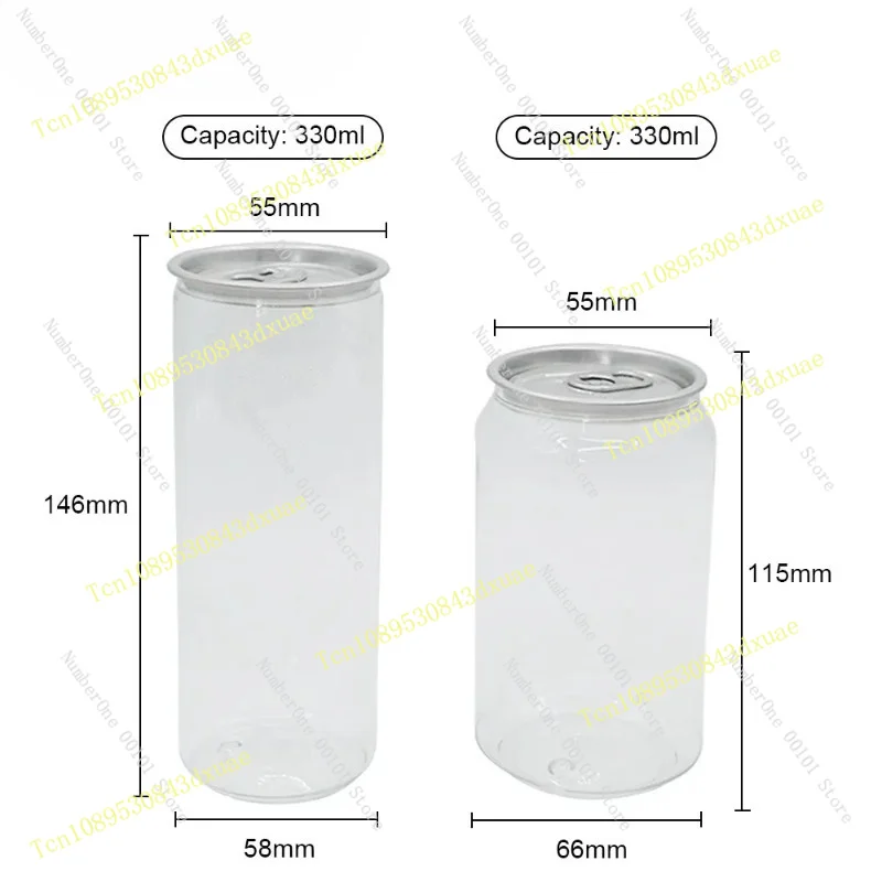 200pcs 330ml/250ml Can with Lid PET Bottle Cap Lid PET Can for Milk Tea/coffee/Beverage/Drink