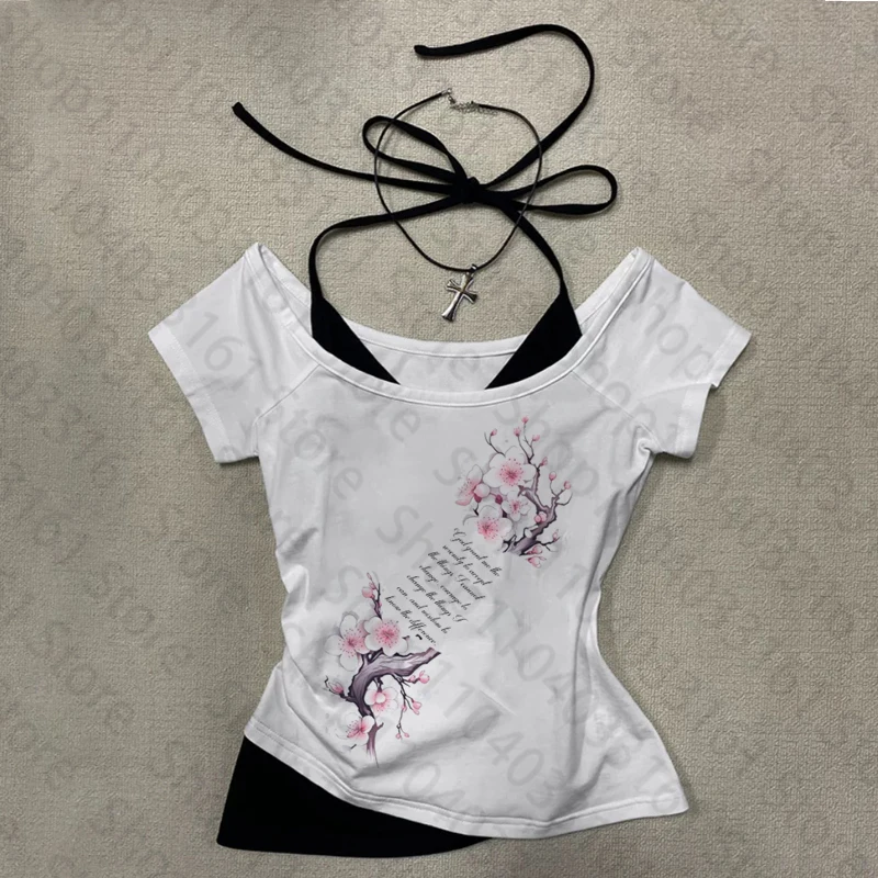 2000년대 빈티지 고딕 여성 코르셋 탱크탑 Y2K 스타일 프린트 이모 펑크 스트리트웨어 그래픽 캐미솔 그런지 크롭탑 베이비 티