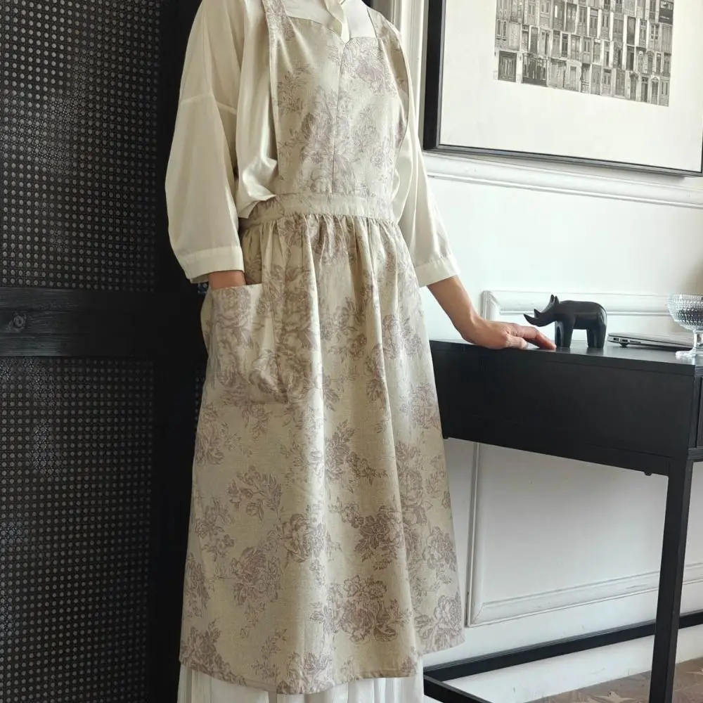 

Портативный элегантный кухонный фартук, изысканный кухонный фартук с карманами, мягкий кухонный фартук с перекрестной спинкой