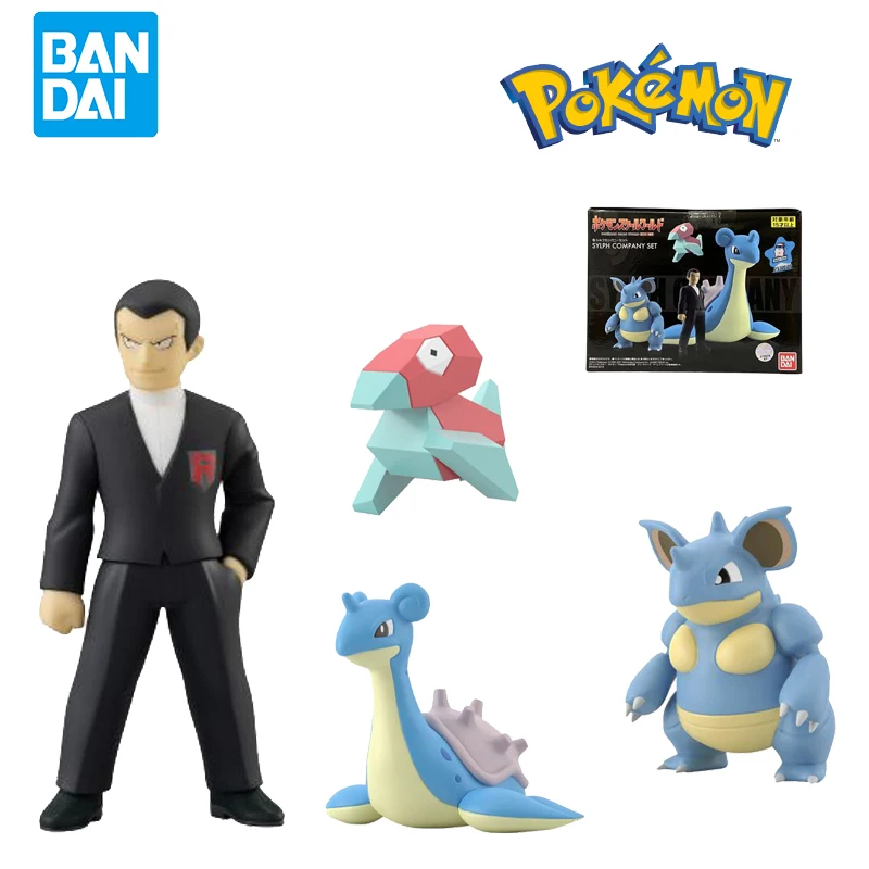 Original Bandai POKEMON Scale World Kanto Region Giovanni Nidoqueen Lapras Porygon Anime Figure Model Toys For Birthday Gifts