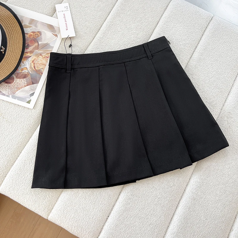 

High Waist A-Line Pleated Skirt for Women Commute Sle Anti-Light Walking Skirt Korean Version Casual Other Materials