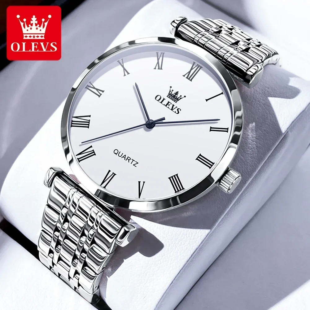 

OLEVS Original Quartz Men's Watches Simplicity Roman Scale Watch for Man Stainless Steel Strap Waterproof Luxury Male Wristwatch