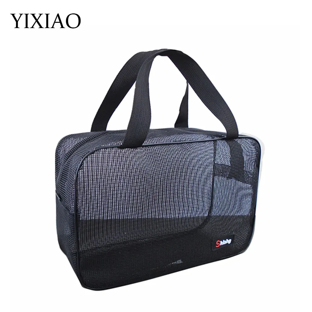 YIXIAO Grid Swimming Storage Bags Beach Portable Handbags Outdoor Sports Travel Bathing Mesh Bags For Women Men