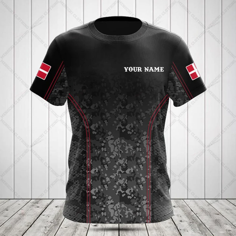 Custom Name Summer Casual Denmark Shield Graphic T-shirts Crewneck Men's Fashion Jersey Soft Short Sleeve Tops Fast Dry Clothes