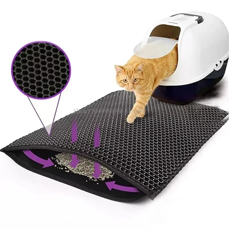 

Cat Litter Mat With Gift Double Layer Waterproof Pet Litter Box Mat Non-slip Sand Cat Pad Washable Bed Mat Clean Pad Products