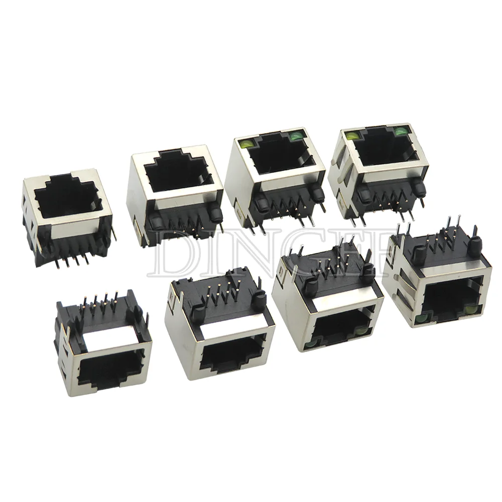 1PCS RJ45 56 Network Crystal Head Female Socket 8P8C Network Cable Interface Female Connector With Light Shrapnel