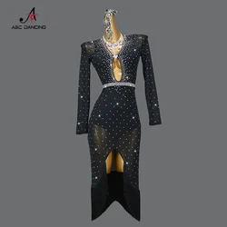 2024 Black Latin Dance Professional Competition Clothes Tassel Dress Women Sexy Ball Skirt Practice Wear Prom Costume Customized