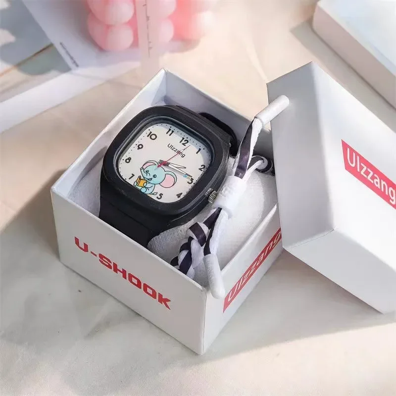 New Lovely Cartoon Kids Watch Square Luminous Watch Fashion Silicone Sports Watch for Students Luminous Watch