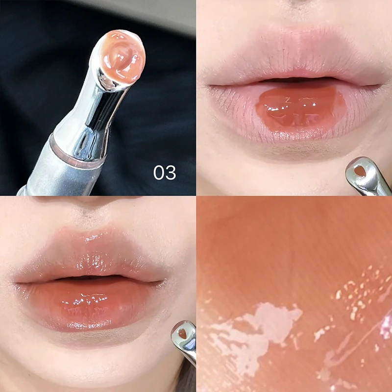 QIBEST Spiegel-Perlen-Wasser-Kristall-Lipgloss, langanhaltender, feuchtigkeitsspendender Lippenstift, transparenter Lipgloss, Glas-Lipglaze, Kosmetik