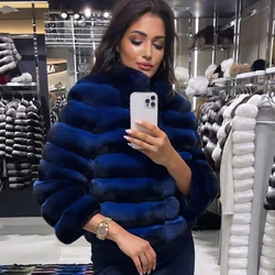 Real Fur Coat Women Luxury Chinchilla Colour Fur Coat Short Real Rex Rabbit Fur Coats For Women Warm Winter Best SellerReal Fur