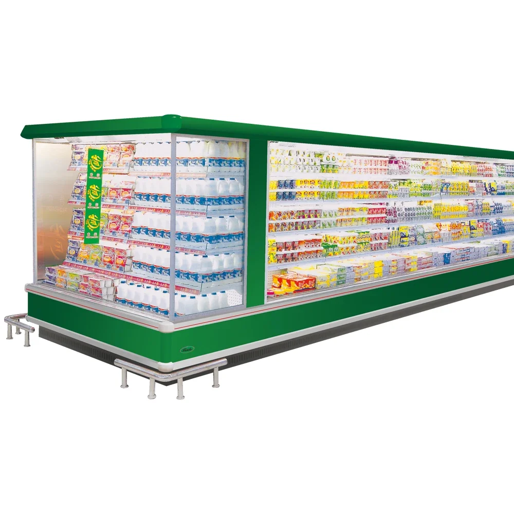 Commercial Fruit And Vegetable Refrigerator Display Showcase Fridge Refrigeration Freezer Air Curtain Cabinet For Supermarket