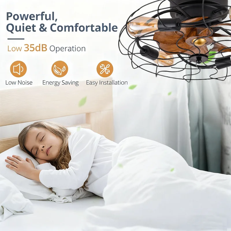 Industrial Retro Fan Light with Remote Control Ceiling Lamp Fan 110V-220V Reversible Motor E26/E27 Bedroom Livingroom Decoration