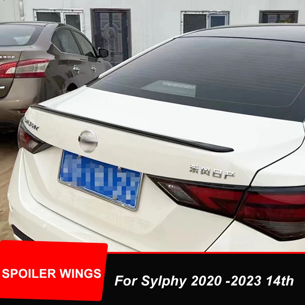 

For Nissan Sentra Sylphy 2020 21 22 23 14th Spoiler Car Rear Trunk Lid Spoiler Wings ABS Glossy Black Accessories Body Kit