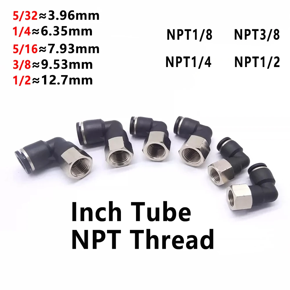 PLF Elbow Pneumatic Quick Connector American Internal Thread NPT1/8 NPT1/4 PU Hose Air Pipe Inch Pipe 5/32 