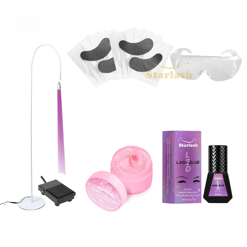 Starlash premium  LED eyelash extension kit UV LED eyelash lamp with adhesive and black eyepads beam light UV eyelash glue set