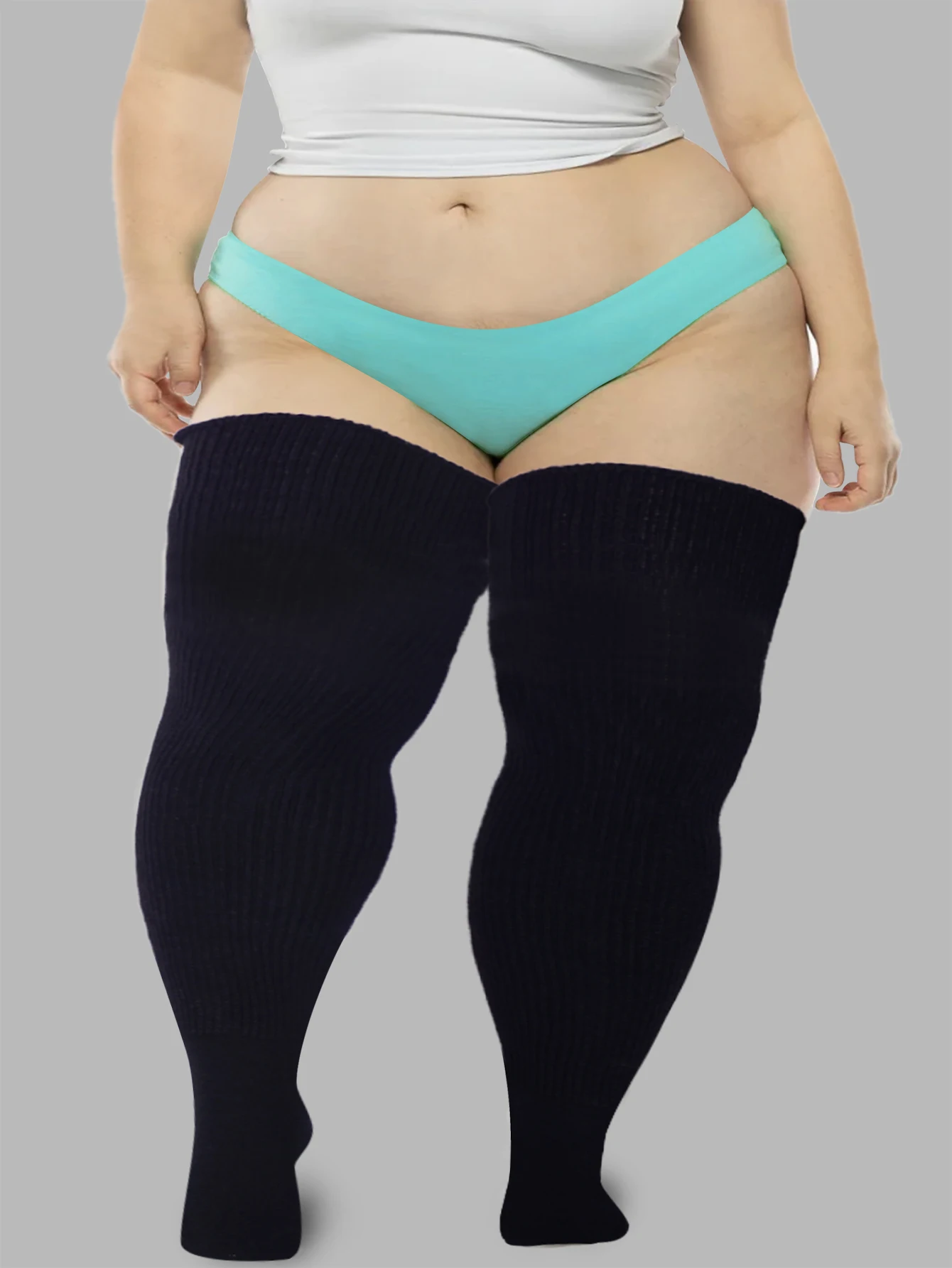 الاتجاهات الأمريكية حجم كبير الجوارب النسائية الفخذ العليا للفخذ السميك اضافية طويلة فوق الركبة جوارب تدفئة الساق التمهيد الجوارب