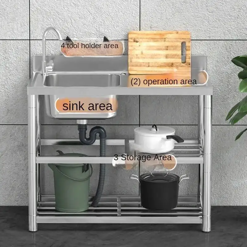 

Dishwashing Stainless Kitchen Multifunction Thickened Steel Sink Sinks Commercial Integrated Outdoor Washing Sink for Restaurant