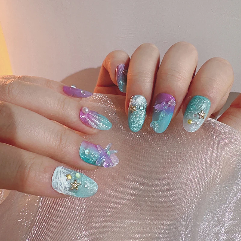 Forma silikonowa do zdobienia paznokci z motywem syreny, dekoracje do paznokci, wzory DIY, stereoskopowa płytka do stemplowania, akcesoria do manicure.