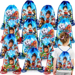 Mochila patrulha pata para crianças, brinquedo bonito dos desenhos animados, saco de cordão, bolsa de ombro, presente de aniversário