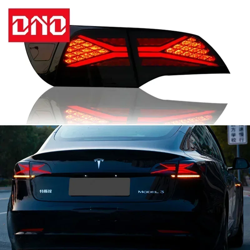 Car LED Taillights For Tesla Model Y Model 3 2016 - 2021 Rear Running Lamp Brake Reverse Turn Signal Waterproof Car Accessories